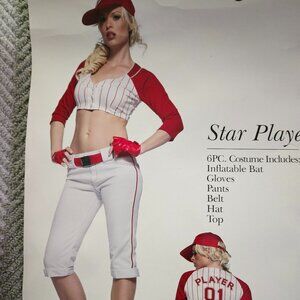 Baseball Uniform Costume SMALL Sports Red/White